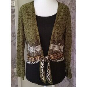 Vintage Cardigan with Tie in Front with Zebras